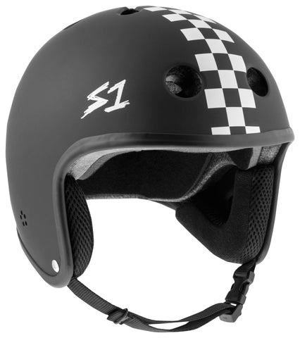 S-ONE RETRO LIFER MATTE BLACK WITH WHITE CHECKER HELMET
