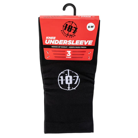 187 Killer Pads 3-Pack Black Knee Undersleeves