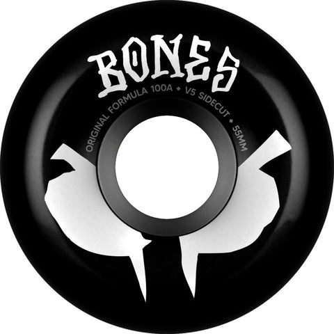 BONES 100,S OG V5 SIDECUTS 55/100a BLACK SKATEBOARD WHEELS