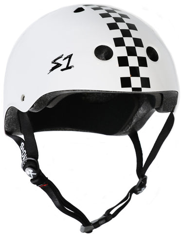 S-ONE MEGA LIFER WHITE GLOSS W/ CHECKERS  HELMET