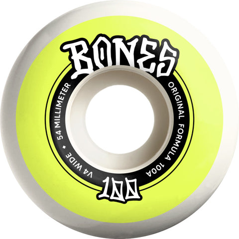 BONES 100,S OG V4 ORIGINAL FORMULA WIDE 54/100a SKATEBOARD WHEELS