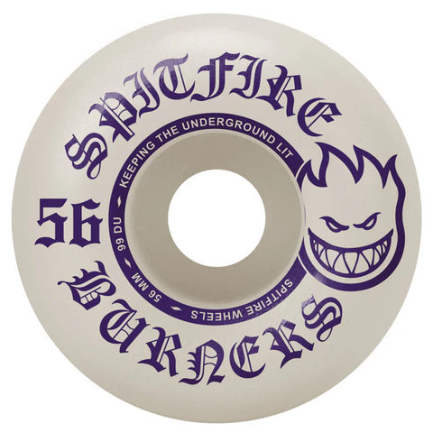 SPITFIRE BURNERS 56mm x 99a WHITE/PURPLE SKATEBOARD WHEELS