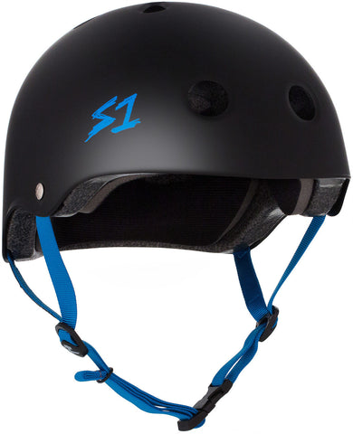 S-ONE LIFER MATTE BLACK WITH CYAN STRAPS HELMET