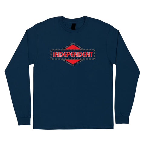 Independent Chain Breaker Long Sleeve Heavyweight Men's Navy T-Shirt