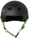 S-ONE LIFER MATTE BLACK WITH GREEN STRAPS HELMET