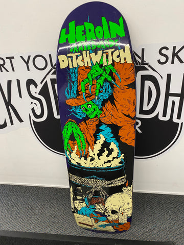 HEROIN SKATEBOARDS DITCHWITCH VINTAGE (EARLY 2000'S) 9.25" x 32.25" DECK