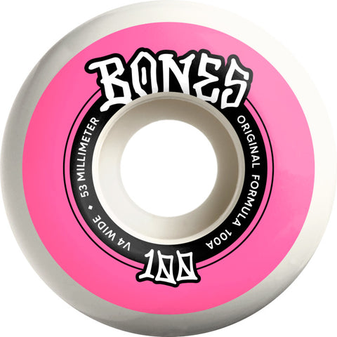 BONES 100,S OG V4 ORIGINAL FORMULA WIDE 53/100a SKATEBOARD WHEELS