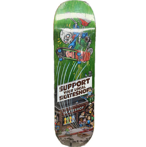 DELUXE SUPPORT YOUR LOCAL SKATE SHOP 2025 SHOPKEEPER GOLD 8.25" SKATEBOARD DECK