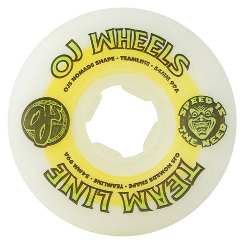 OJ Team Line Original White Yellow/Green Hardline 54MM, 99A SKATEBOARD WHEELS