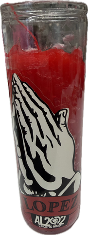 VINTAGE 90'S INDEPENDENT LOPEZ PRAYER COLLECTORS GLASS CANDLE HOLDER