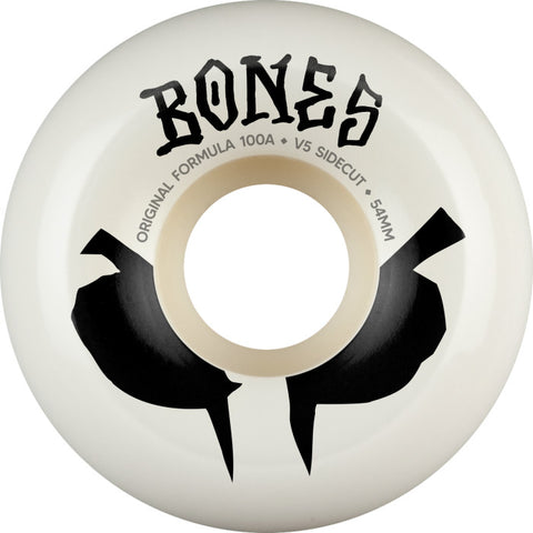BONES 100,S OG V5 SIDECUTS 55/100a WHITE SKATEBOARD WHEELS