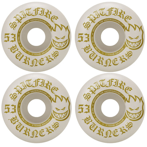 SPITFIRE BURNER 53mm 99a WHITE/GOLD SKATEBOARD WHEELS