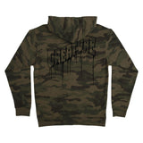 Logo Outline Drip Zip Hooded Heavyweight XXL Sweatshirt Mens