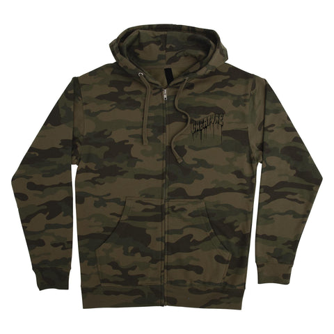 Logo Outline Drip Zip Hooded Heavyweight XXL Sweatshirt Mens