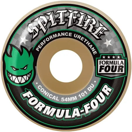 Spitfire Conical Green 54mm/101a formula Four Skateboard wheels