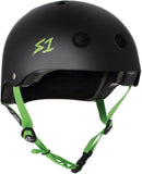 S-ONE LIFER MATTE BLACK WITH GREEN STRAPS HELMET