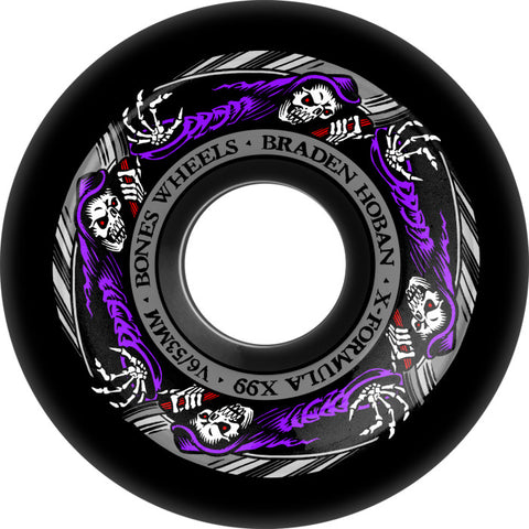 BONES X-FORMULA HOBAN REAPER V6 WIDECUTS 53mm/99a BLACK SKATEBOARD WHEELS