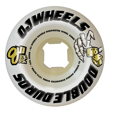 OJ "Team Double Duro" Skateboard Wheels (White--Mini Combos 54mm | 101a/95a)