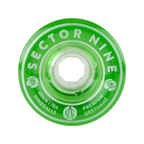 SECTOR 9 NINEBALLS GREEN  65mm 78a LONGBOARD WHEELS
