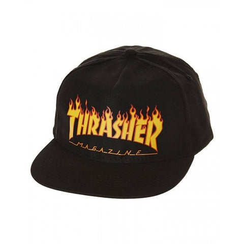 THRASHER FLAME SNAPBACK HAT - BLACK